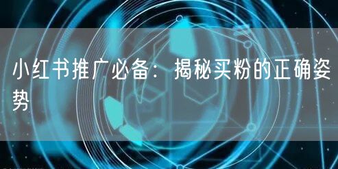 小红书推广必备：揭秘买粉的正确姿势