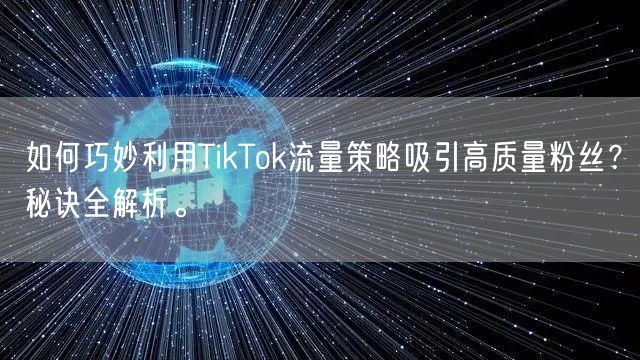如何巧妙利用TikTok流量策略吸引高质量粉丝？秘诀全解析。