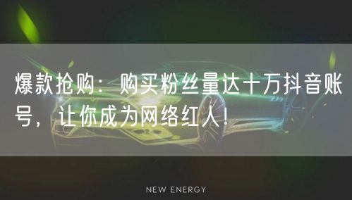 爆款抢购：购买粉丝量达十万抖音账号，让你成为网络红人！