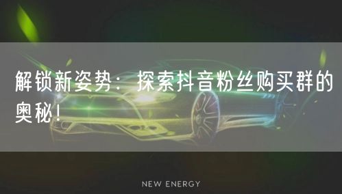 解锁新姿势：探索抖音粉丝购买群的奥秘！