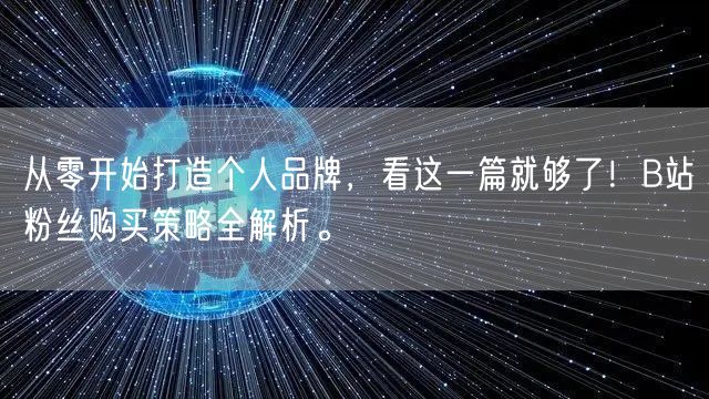 从零开始打造个人品牌，看这一篇就够了！B站粉丝购买策略全解析。
