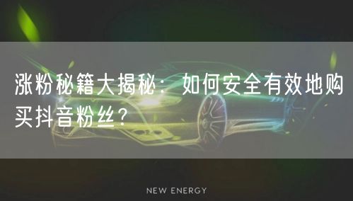 涨粉秘籍大揭秘：如何安全有效地购买抖音粉丝？