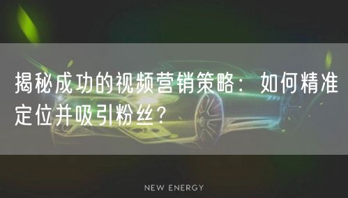 揭秘成功的视频营销策略：如何精准定位并吸引粉丝？