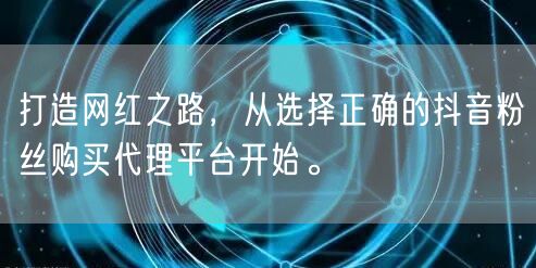打造网红之路，从选择正确的抖音粉丝购买代理平台开始。