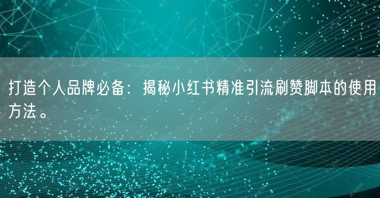 打造个人品牌必备：揭秘小红书精准引流刷赞脚本的使用方法。