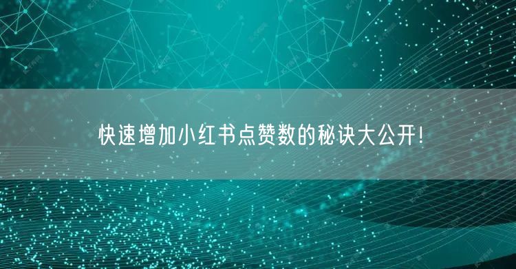 快速增加小红书点赞数的秘诀大公开！