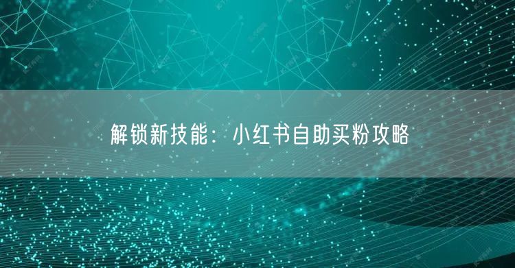 解锁新技能：小红书自助买粉攻略